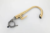 Pull-Out Kitchen Faucet in Brushed Gold Stainless Steel – Modern Sink Mixer for Hot and Cold Water
