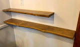 TimberEdge Solid Wood Floating Shelf – Rustic Live Edge Wall Board with Mounting Kit
