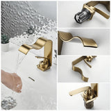 Elegant Gold Bathroom Sink Faucet with Waterfall Flow and Single Handle Control