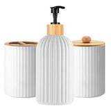 BambooZen 3-Piece Bathroom Counter Set – Plastic & Natural Bamboo