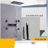 LumiTherm Smart LED Thermostat Shower Valve – Brass, Matte Black, Square Flow