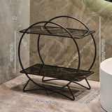 AureliaTower Premium 2-Tier Bathroom & Makeup Organizer – Gold/Black with Marble-Style Ceramic Trays