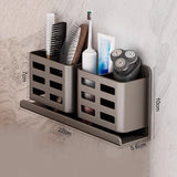 Wall Mounted Bathroom Shelf No Drill Aluminum Organizer – Toothbrush & Razor Holder | Space Saving Storage | Easy Install