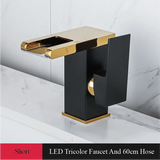 CascadeFlow LuxePlate Waterfall Bathroom Faucet – 2-Hole Single Handle Sink faucet with Deck Plate & Supply Lines