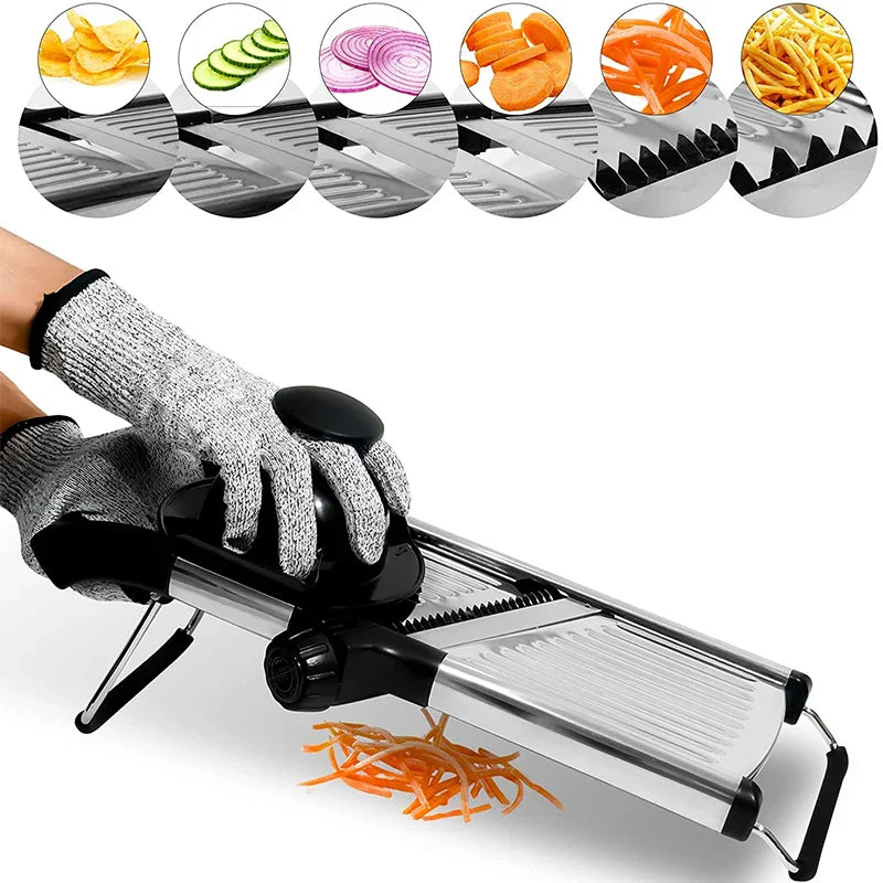 Adjustable Mandoline Slicer Stainless Steel PrecisionCut – Vegetable Cutter & Chopper | Even Slices | Fast Food Prep Tool