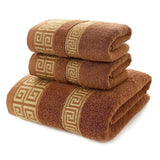 FestiveComfort 3-Piece Luxury Towel Set – 100% Combed Cotton with Jacquard Embroidery