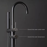 AITANA Luxury Floor-Mounted Faucet – Black Brass Bathroom Faucet, Dual Handle, Hot & Cold, 2 Functions