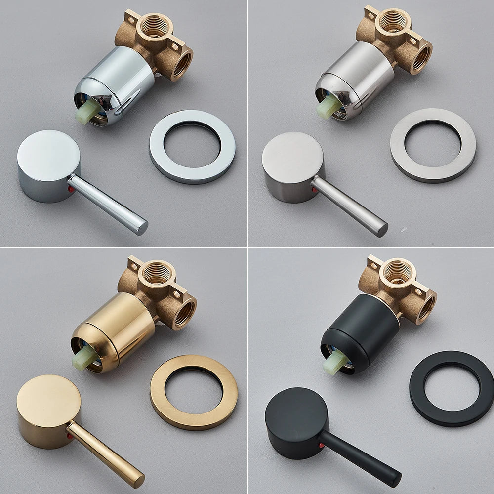 Dual Function Shower faucet Valve Black Chrome – Concealed Brass Hot Cold Control | Diverter Valve | Modern Bathroom Fixture