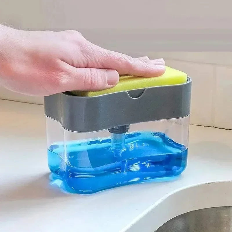 QuickSuds 2-in-1 Kitchen Soap Dispenser with Sponge Holder – Push-Top All-in-One Sink Organizer