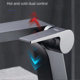 ShadowStream LuxeFall Waterfall Bathroom Faucet – Gun Grey Solid Brass Single-Handle Sink Mixer with Hot & Cold Control