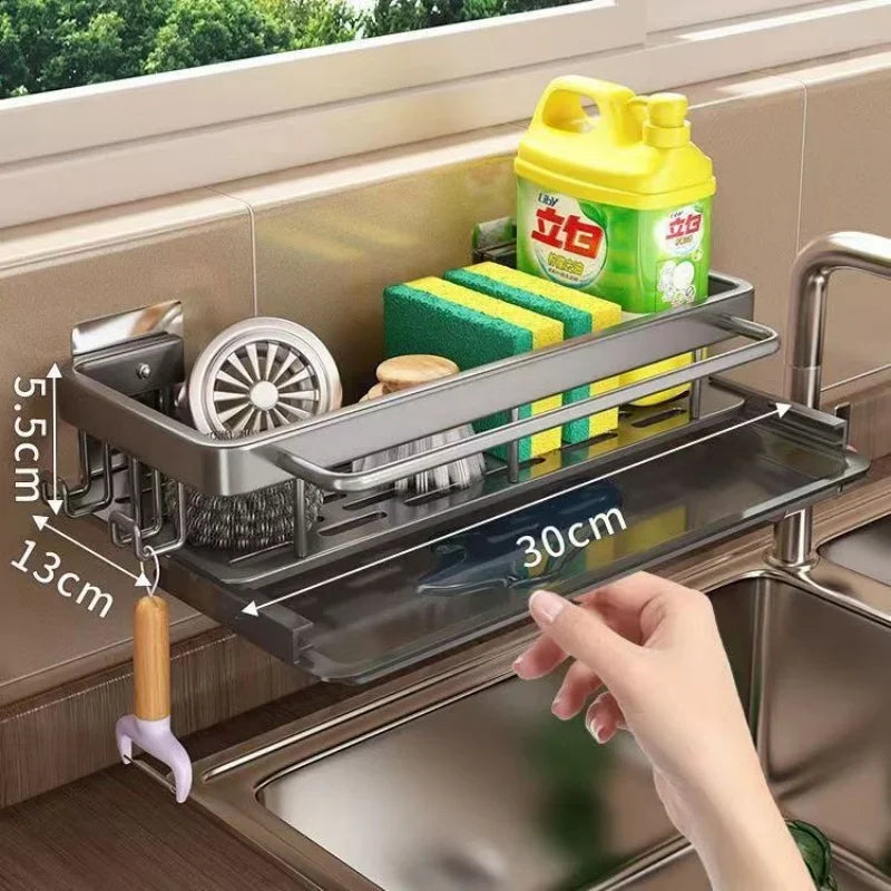 SinkPro Aluminum Self-Draining Kitchen Rack – No-Drill Sink Organizer