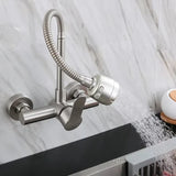 Wall Mounted Stainless Steel Kitchen Faucet with Flexible 360° Swivel Spout and Hot Cold Mixer