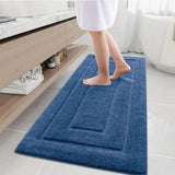 Velveteen Microfiber Bathroom Mat Double Frame Premium – Non Slip Absorbent Rug | Soft Comfort | Quick Dry Floor Mat