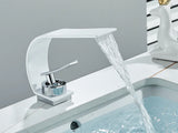 Sleek Waterfall Bathroom Faucet with Single Handle – Modern Brass Basin Mixer for Hot and Cold Water