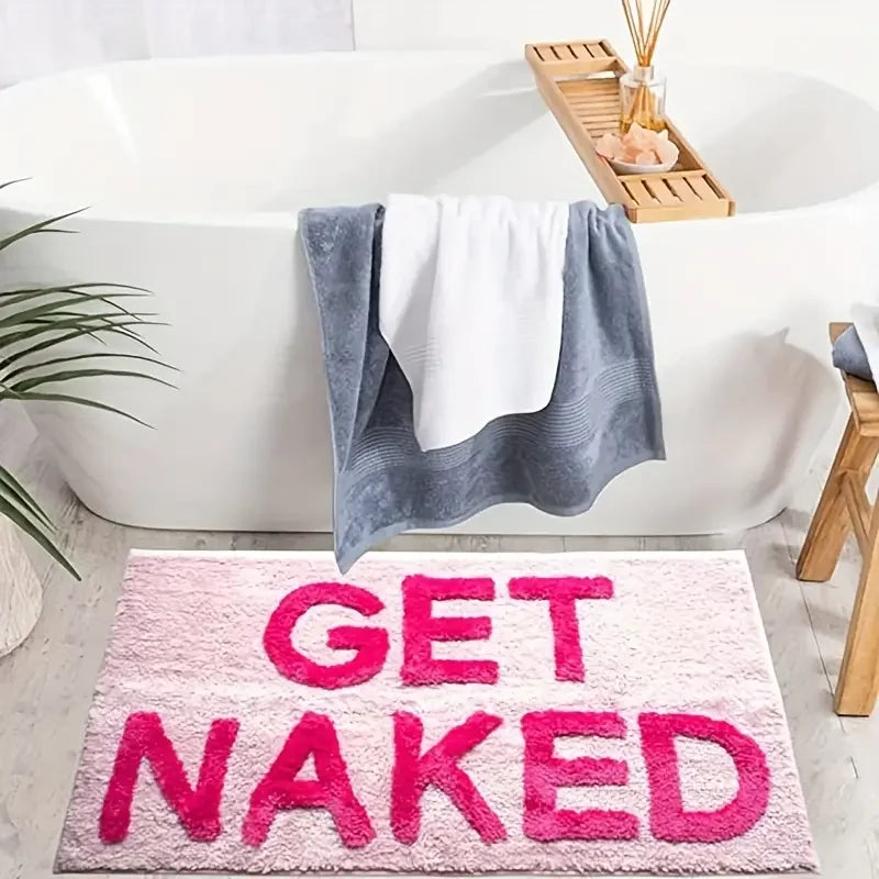 Pink "Get Naked" Tufted Bath Rug