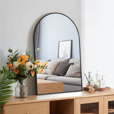Arched Black Metal Wall Mirror – Modern Decorative Accent for Bathroom, Entryway & Living Room (8-Inch)