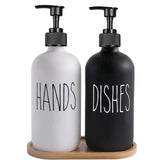 SoapElegance Noir 500 Refillable Soap Dispenser Set – Matte Black Pump Bottles for Kitchen & Bathroom