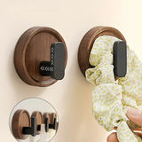 Nurlin Walnut Wood Wall Hook – Black Coat Hook for Keys, Jackets, Towels & Bathroom | No Drilling Required