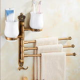 Aurora Brushed Gold Towel Bar – Foldable Aluminum, <20 Inches, Antique Engraved