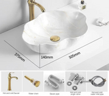 MarbleLuxe Ovalis Vessel Sink – Marble Pattern Ceramic Countertop Bathroom Basin | Modern Luxury 12L