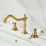 AquaVintage 3-Hole Waterfall Bathroom Faucet – Classic Antique Brass Style