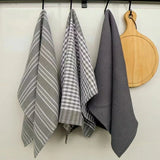 PureDry 3-Piece Cotton Kitchen Towel Set – 100% Natural Cotton, Ultra-Absorbent & Durable (18 x 24 in, Gray)