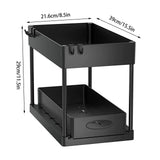 SlideEase 2-Tier Pull-Out Cabinet Organizer – Expandable Under-Sink Storage with Baskets, Hooks & Cup System