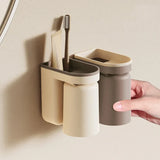 DuoClean 2-in-1 Toothbrush & Cup Wall Holder – Space-Saving, No-Drill Bathroom Organizer