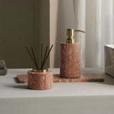 Rubèra Red Travertine Bathroom Set – Vintage Natural Stone Luxury Accessories