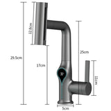 Digital Temperature Display Waterfall Bathroom Sink Faucet with Adjustable Spout Mixer