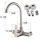 Wall Mounted Stainless Steel Kitchen Faucet with Flexible 360° Swivel Spout and Hot Cold Mixer
