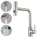 SteelFlex Gun Gray Pull-Out Kitchen Faucet – 6 Spray Functions | 360° Rotation | Warm & Cold | 304 Stainless Steel