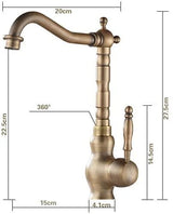 BronzoClassica HeritageFlow Vintage Kitchen & Bathroom Faucet – Antique Brass Solid Brass faucet with 360° Swivel Spout