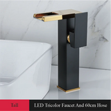 CascadeFlow LuxePlate Waterfall Bathroom Faucet – 2-Hole Single Handle Sink Mixer with Deck Plate & Supply Lines