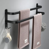 SlateBar Matte Black Aluminum Towel Bar – Wall-Mounted Modern Bathroom Towel Holder