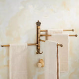 Aurora Brushed Gold Towel Bar – Foldable Aluminum, <20 Inches, Antique Engraved