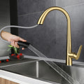 Pull-Out Kitchen Faucet in Brushed Gold Stainless Steel – Modern Sink faucet for Hot and Cold Water