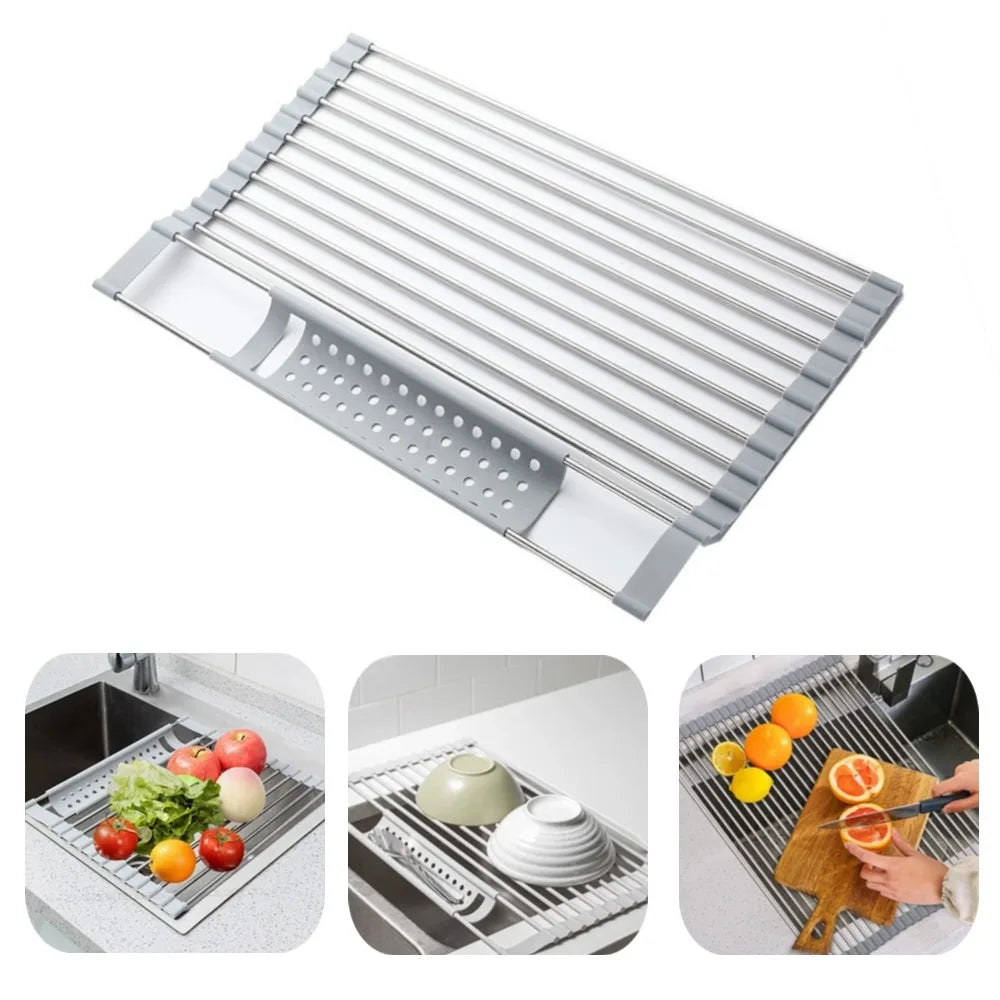 FoldRack – Foldable Stainless Steel Dish Drying Rack for Compact & Modern Kitchens