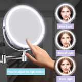 LumiView ProGlow Rechargeable LED Makeup Mirror – 8” Wall-Mounted Vanity Mirror with 1X/10X Magnification, 360° Swivel & Adjustable Lighting