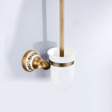 RoyalRetro Antique Brass Bathroom Accessory Set with Ceramic – 5-Piece Vintage Bathroom Collection