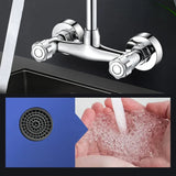 Wall-Mounted Kitchen Faucet with Dual Handles and 360° Rotating Spout