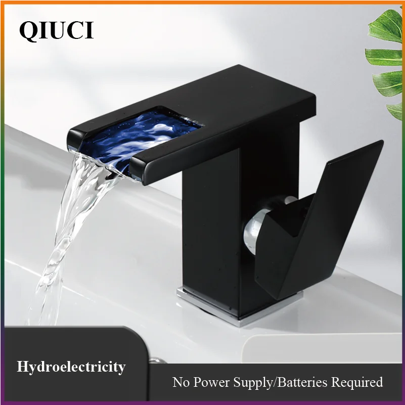 CascadeFlow LuxePlate Waterfall Bathroom Faucet – 2-Hole Single Handle Sink faucet with Deck Plate & Supply Lines