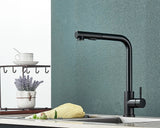 FlexiJet Black Pull-Out Kitchen Faucet – 360° Swivel, Dual Spray, Matte Black Stainless Steel
