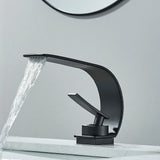 Sleek Waterfall Bathroom Faucet with Single Handle – Modern Brass Basin Mixer for Hot and Cold Water