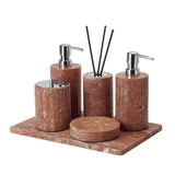 Rubèra Red Travertine Bathroom Set – Vintage Natural Stone Luxury Accessories