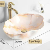 MarbleLuxe Ovalis Vessel Sink – Marble Pattern Ceramic Countertop Bathroom Basin | Modern Luxury 12L