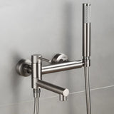 Wall Mounted Bathtub Faucet with Swivel Spout and Hand Shower – Durable Stainless Steel Hot and Cold Mixer