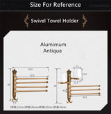 Aurora Brushed Gold Towel Bar – Foldable Aluminum, <20 Inches, Antique Engraved