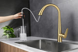 Pull-Out Kitchen Faucet in Brushed Gold Stainless Steel – Modern Sink Mixer for Hot and Cold Water