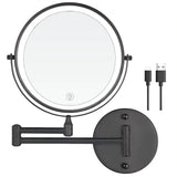 LumiView ProGlow Rechargeable LED Makeup Mirror – 8” Wall-Mounted Vanity Mirror with 1X/10X Magnification, 360° Swivel & Adjustable Lighting